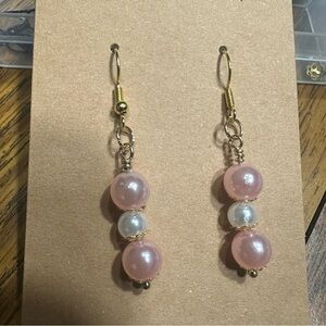 Delicate Pink Pearl Drop Earrings